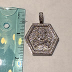 Skull 14k White Gold Plated Iced CZ Pendant + Steel Rope Chain