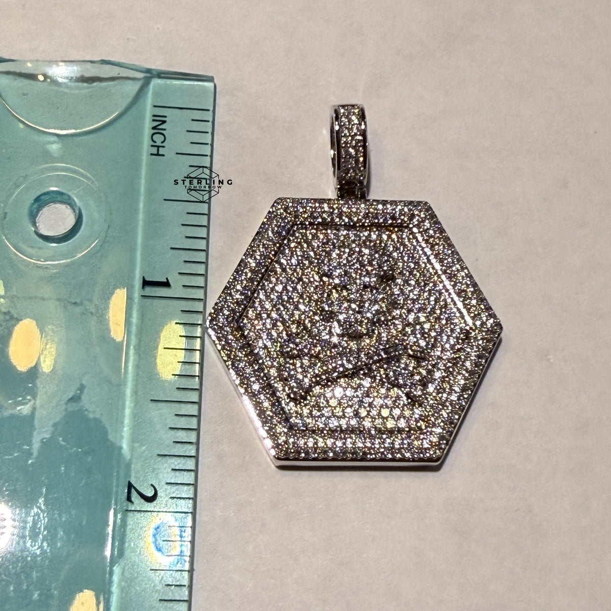 Skull 14k White Gold Plated Iced CZ Pendant + Steel Rope Chain
