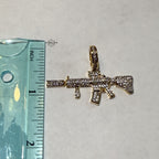 Rifle 14k Gold Plated Iced CZ Pendant + Free Steel Rope Chain