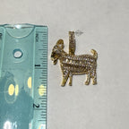 Iced Out Goat Pendant | 14K Gold Plated Baguette CZ Goat Necklace, Farm Animal Hip Hop Pendant with Free Rope Chain