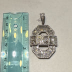 Iced Out RICH Letter Pendant | 14K White Gold Plated Baguette CZ Money Pendant Hip Hop Necklace with Free Rope Chain