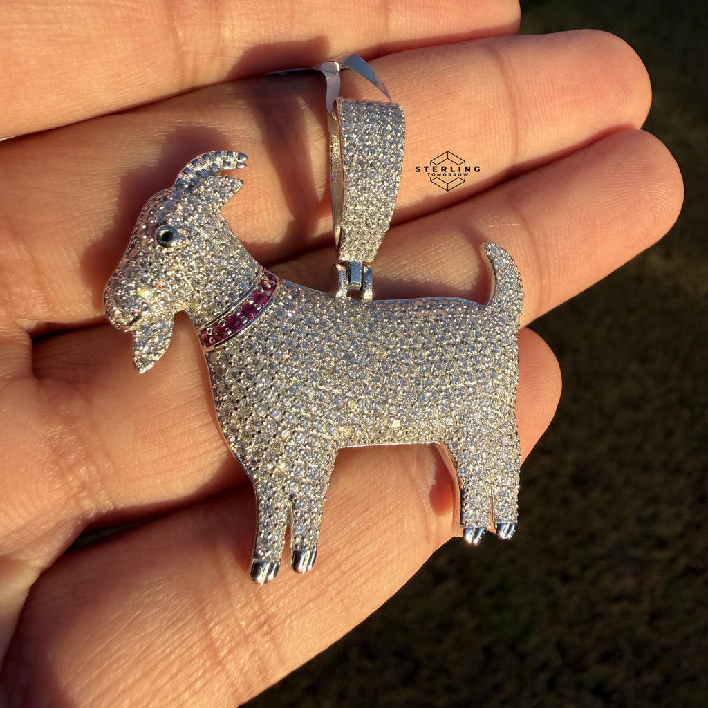 Moissanite Goat Iced Out Pendant + Steel Rope Chain