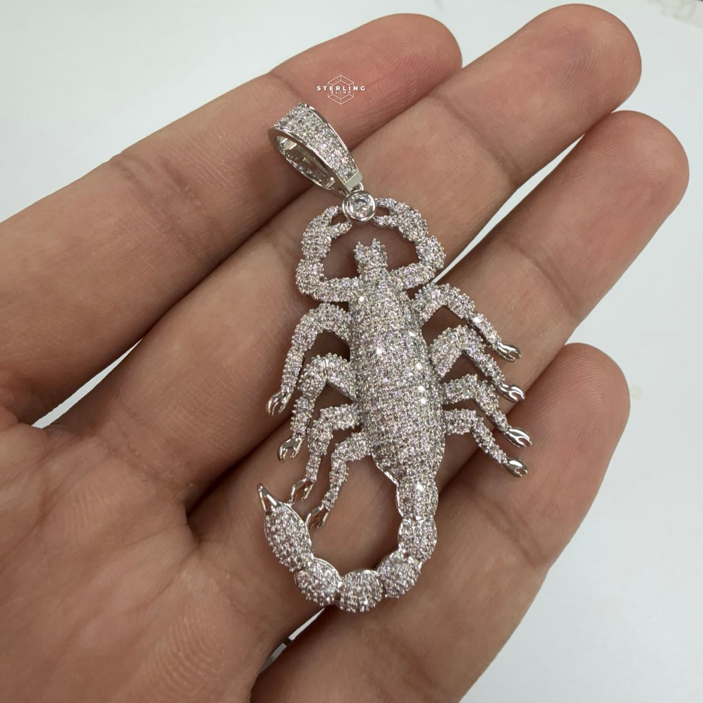 Scorpion Iced Out Silver Tone Pendant