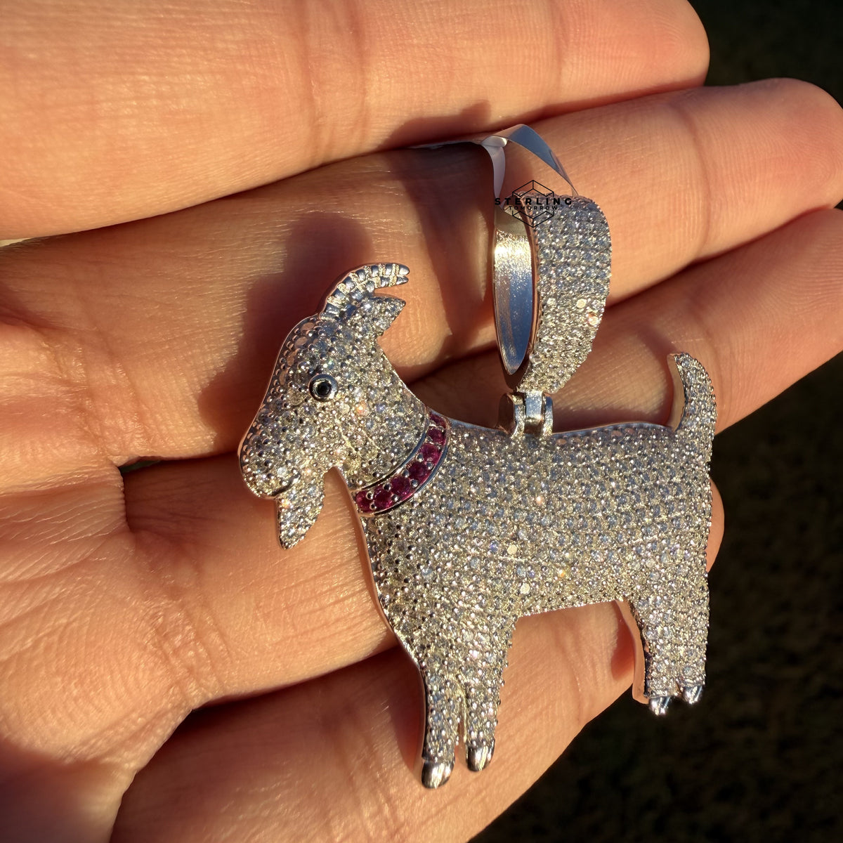 Moissanite Goat Iced Out Pendant + Steel Rope Chain