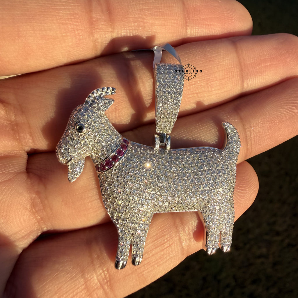 Moissanite Goat Iced Out Pendant + Steel Rope Chain
