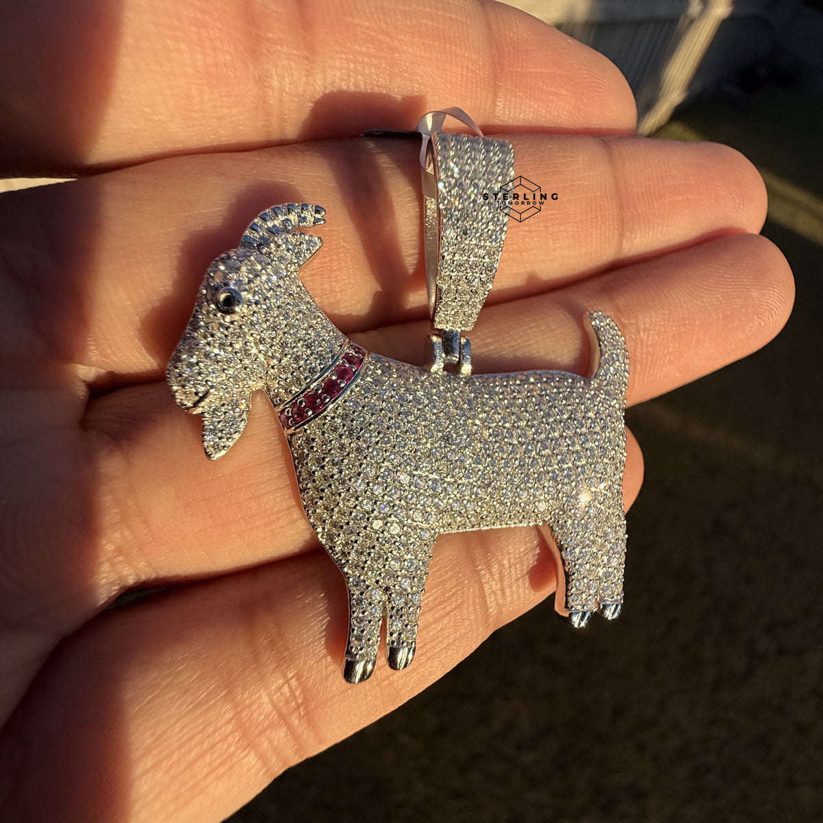 Moissanite Goat Iced Out Pendant + Steel Rope Chain