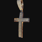 Moissanite Iced Cross Pendant + Steel Rope Chain