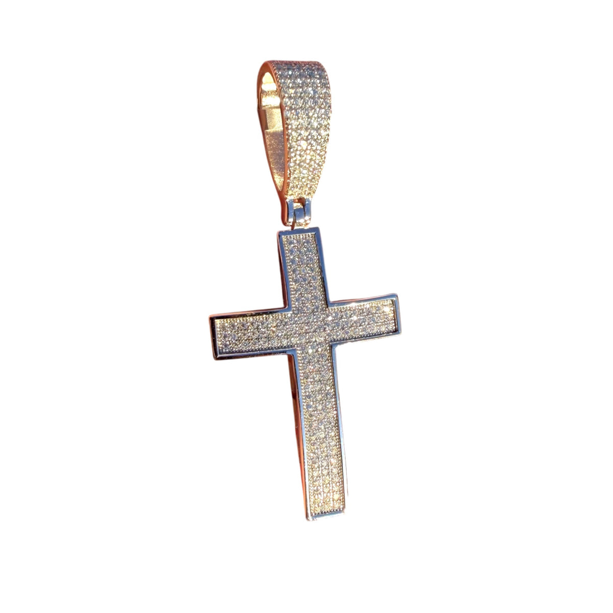 Moissanite Iced Cross Pendant + Steel Rope Chain