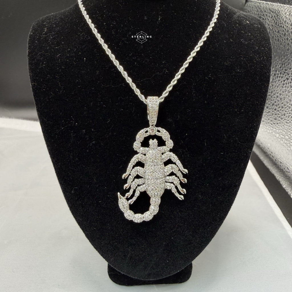 Scorpion Iced Out Silver Tone Pendant
