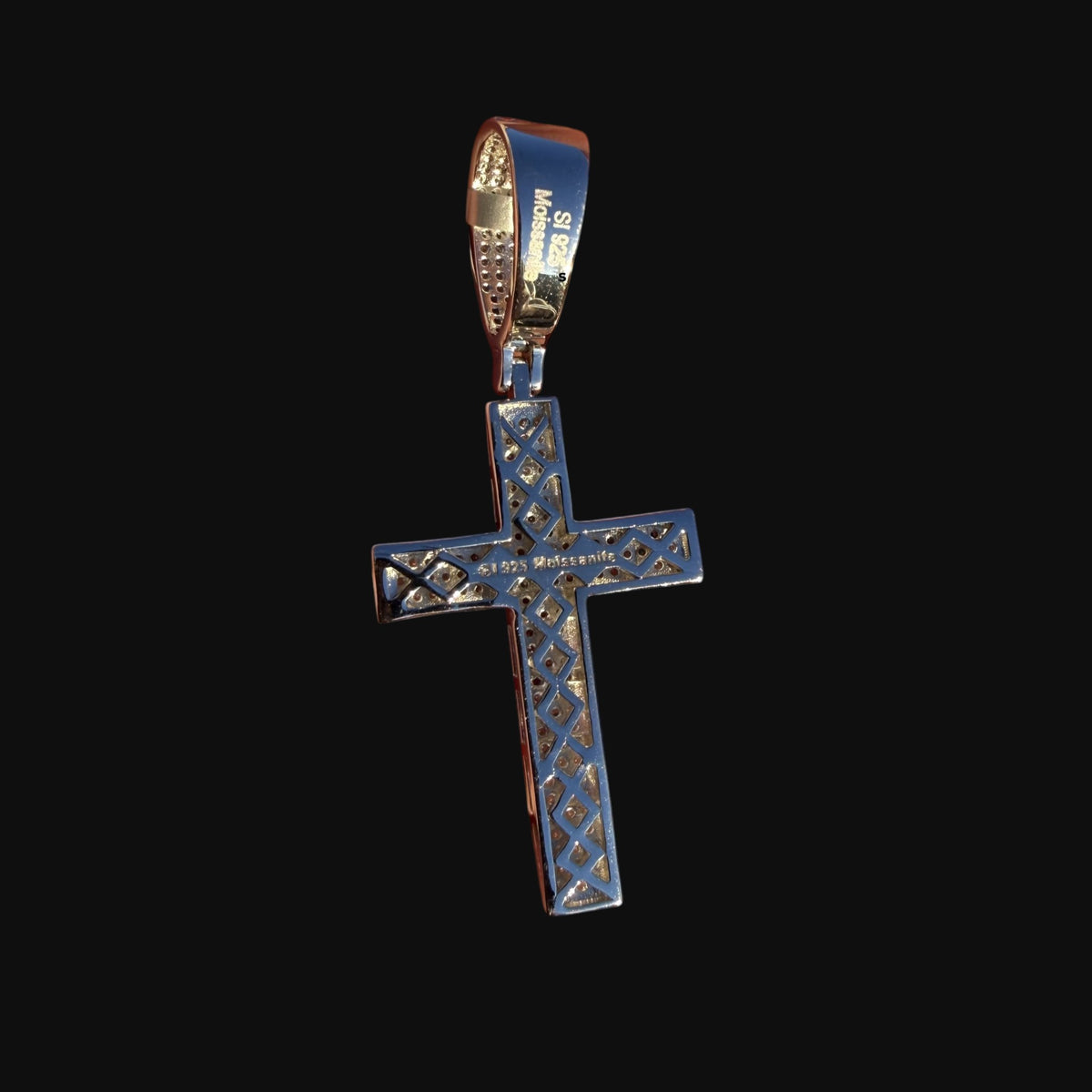 Moissanite Iced Cross Pendant + Steel Rope Chain