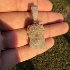 Moissanite Small Jesus Head Gold Tone