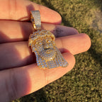 Moissanite Small Jesus Head Gold Tone