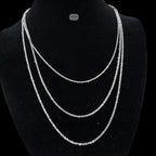 2mm Criss Cross Popcorn Chain, Margarita Rope Chain, 925 Sterling Silver Bracelet Anklet Necklace, Rhodium, Made in Italy