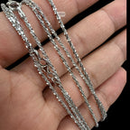 2mm Criss Cross Popcorn Chain, Margarita Rope Chain, 925 Sterling Silver Bracelet Anklet Necklace, Rhodium, Made in Italy