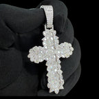 Moissanite Multi Cut Cross Pendant, 925 Silver Iced Out Hip Hop Necklace