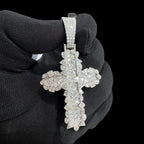 Moissanite Multi Cut Cross Pendant, 925 Silver Iced Out Hip Hop Necklace