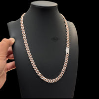 8mm Moissanite Miami Cuban Link Chain 925 / Rose Gold Two Tone