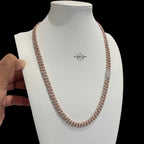 8mm Moissanite Miami Cuban Link Chain 925 / Rose Gold Two Tone