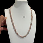 8mm Moissanite Miami Cuban Link Chain 925 / Rose Gold Two Tone