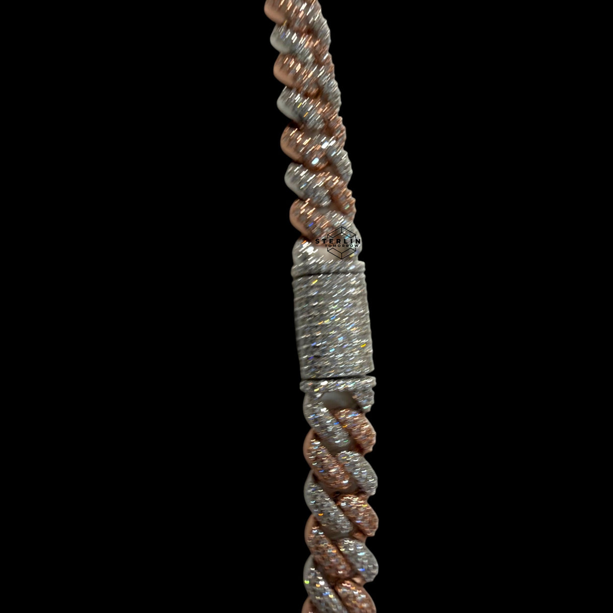 8mm Moissanite Miami Cuban Link Chain 925 / Rose Gold Two Tone