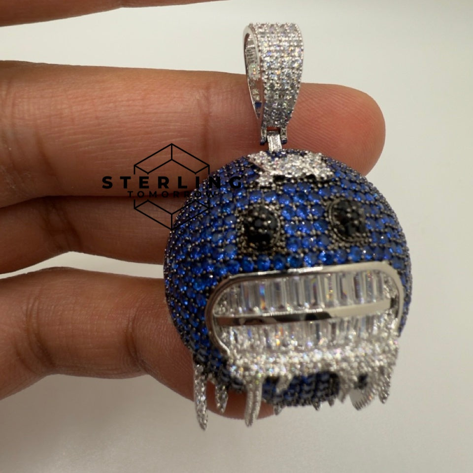 Blue Frozen Emoji Iced Out Pendant
