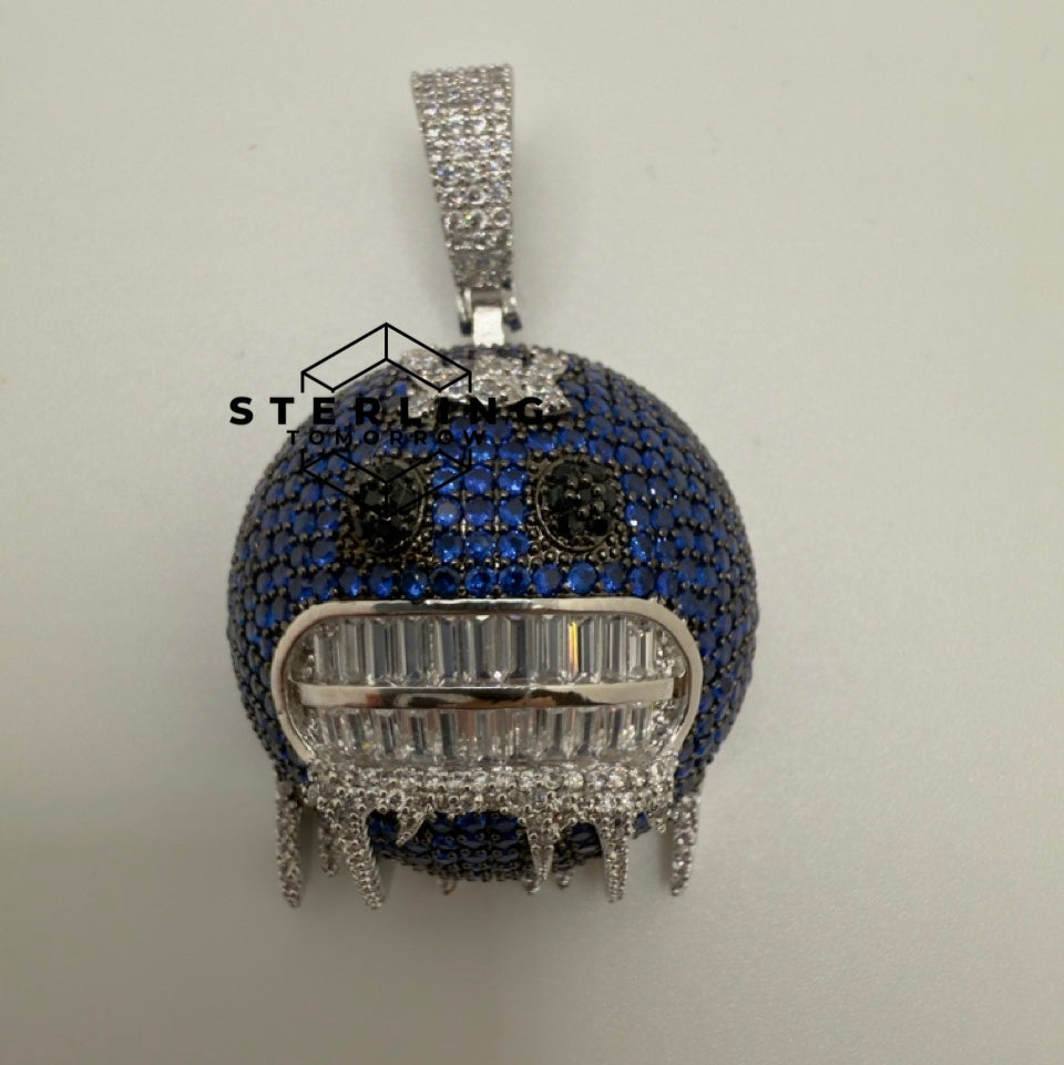 Blue Frozen Emoji Iced Out Pendant