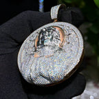Moissanite Rose Jesus Medallion Pendant