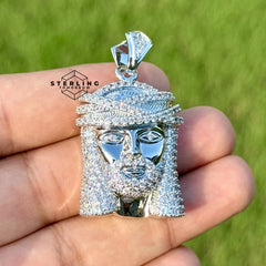 Small Jesus Head Iced Out Pendant