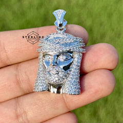 Small Jesus Head Iced Out Pendant