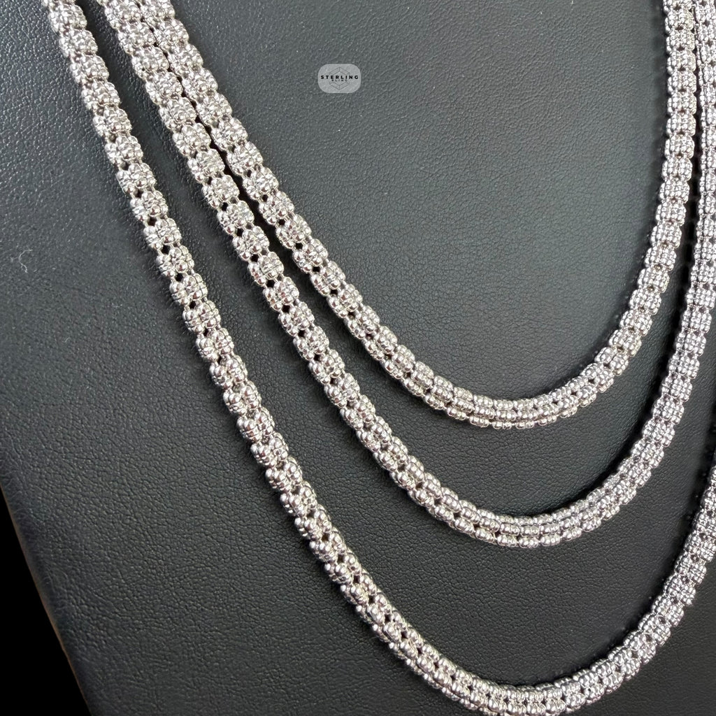 Made in Italy 4mm Silver Ice Chain, Italian Bronze Chain, 4mm Necklace or Bracelet, 8", 20", 22", 24" Made in Italy Layering Ice Link Chain