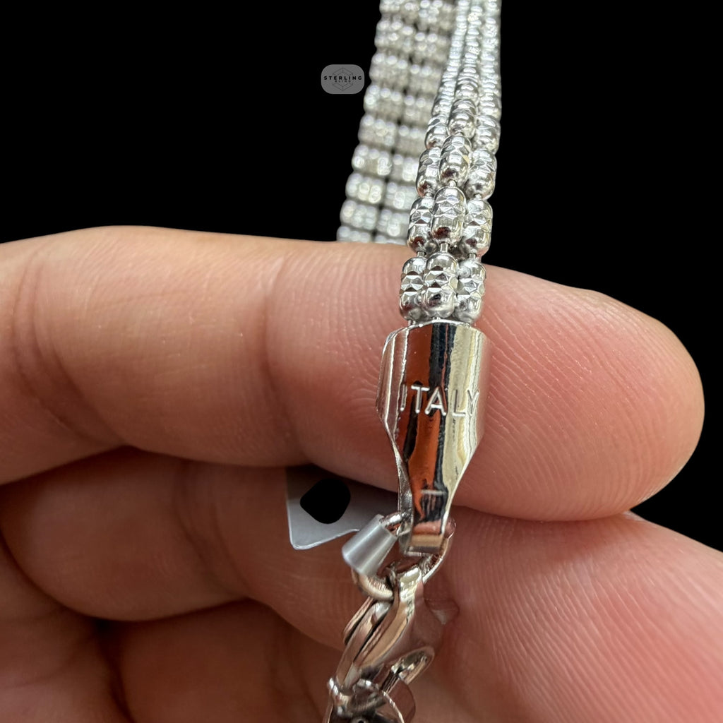 Made in Italy 4mm Silver Ice Chain, Italian Bronze Chain, 4mm Necklace or Bracelet, 8", 20", 22", 24" Made in Italy Layering Ice Link Chain