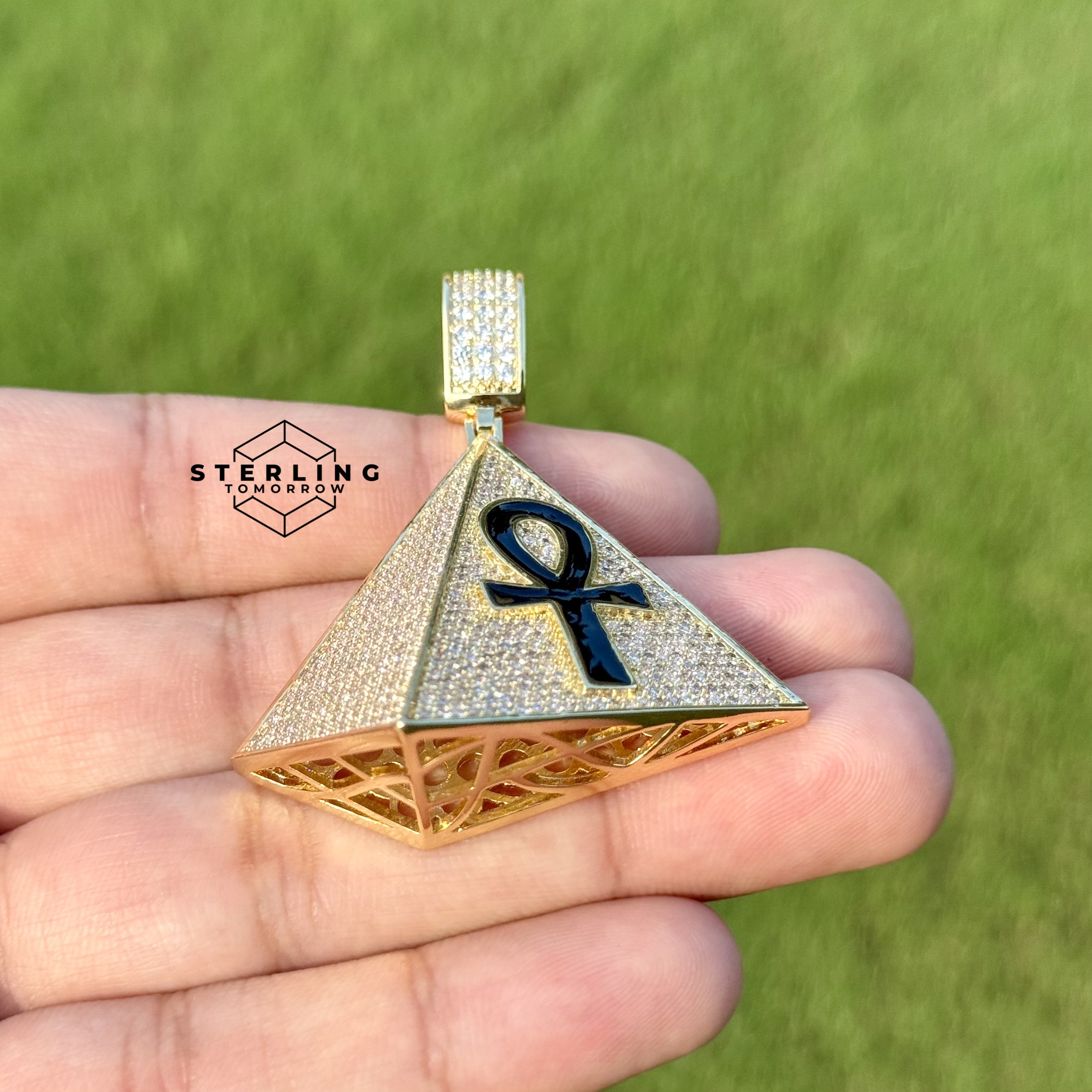 Pyramid Ankh 3D Iced Out Pendant