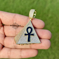 Pyramid Ankh 3D Iced Out Pendant