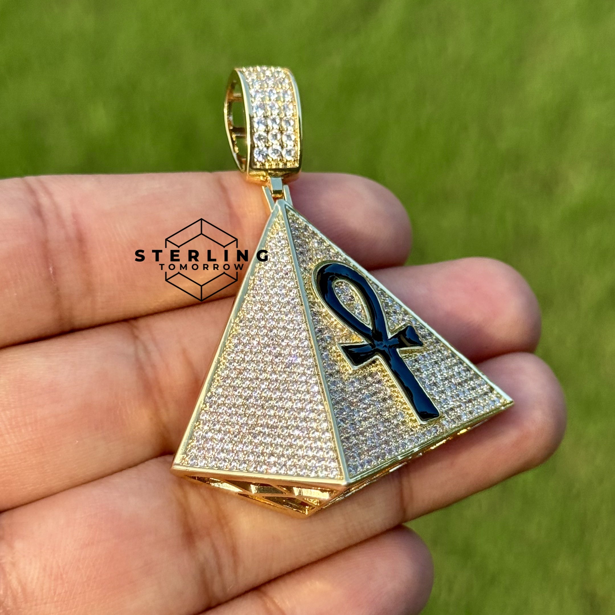 Pyramid Ankh 3D Iced Out Pendant