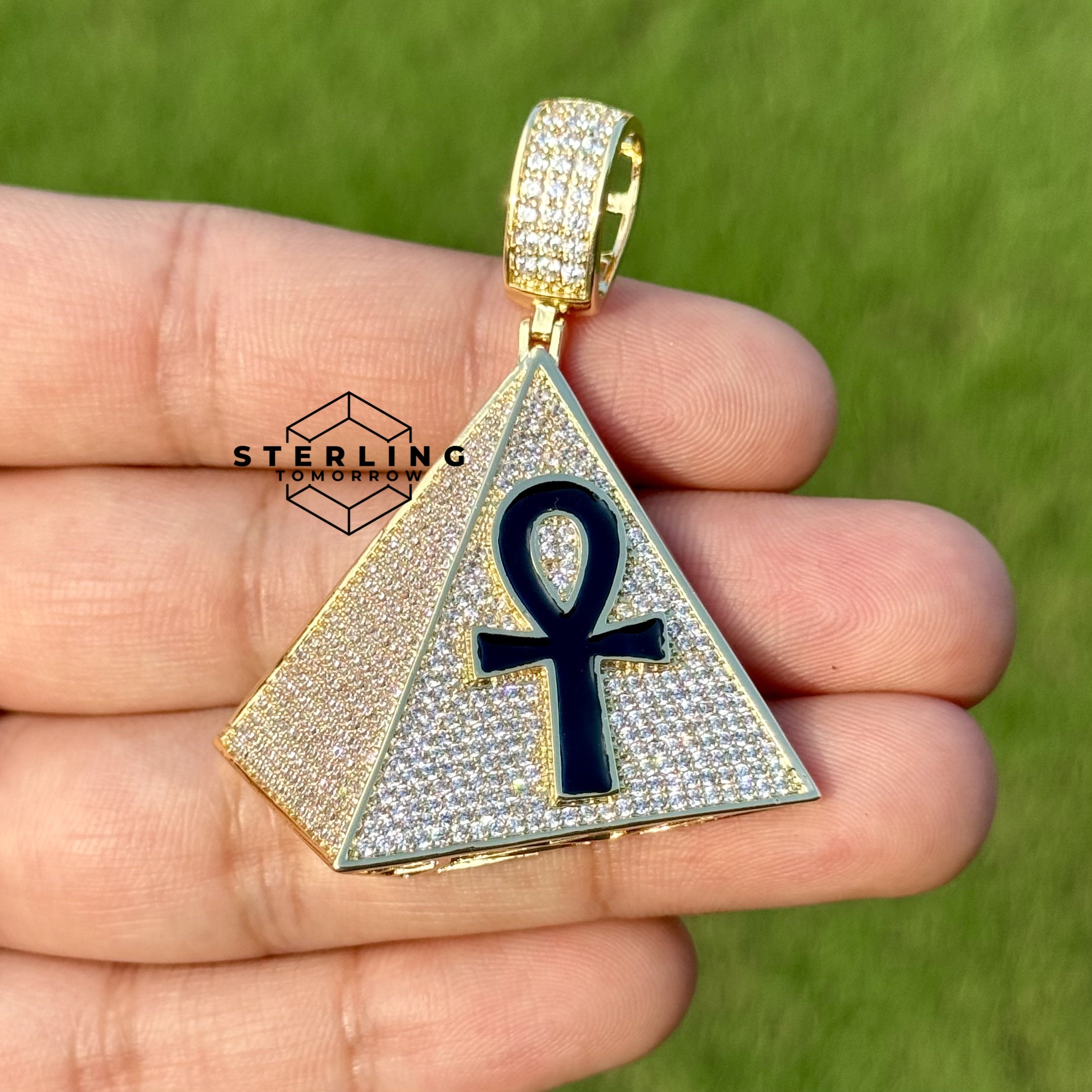 Pyramid Ankh 3D Iced Out Pendant
