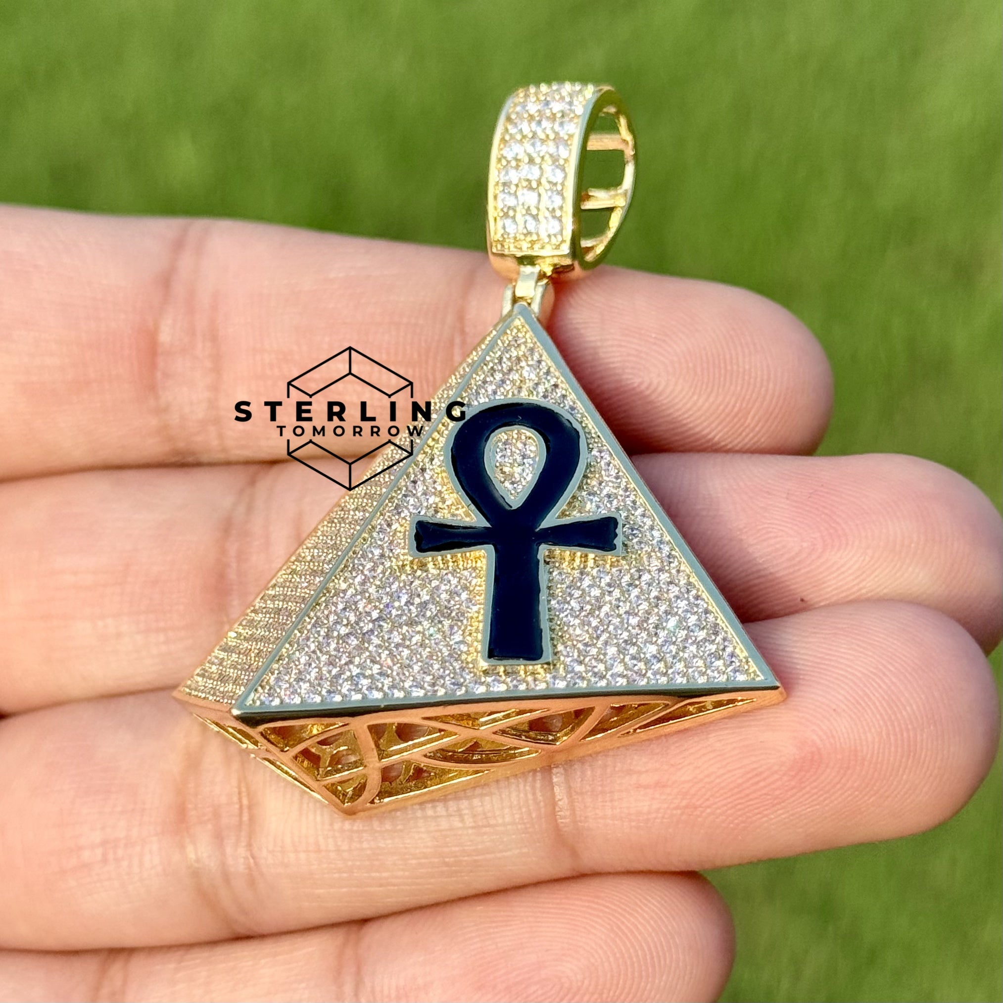 Pyramid Ankh 3D Iced Out Pendant
