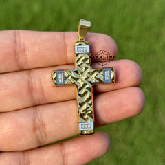 Textured Cross Stainless Steel Pendant