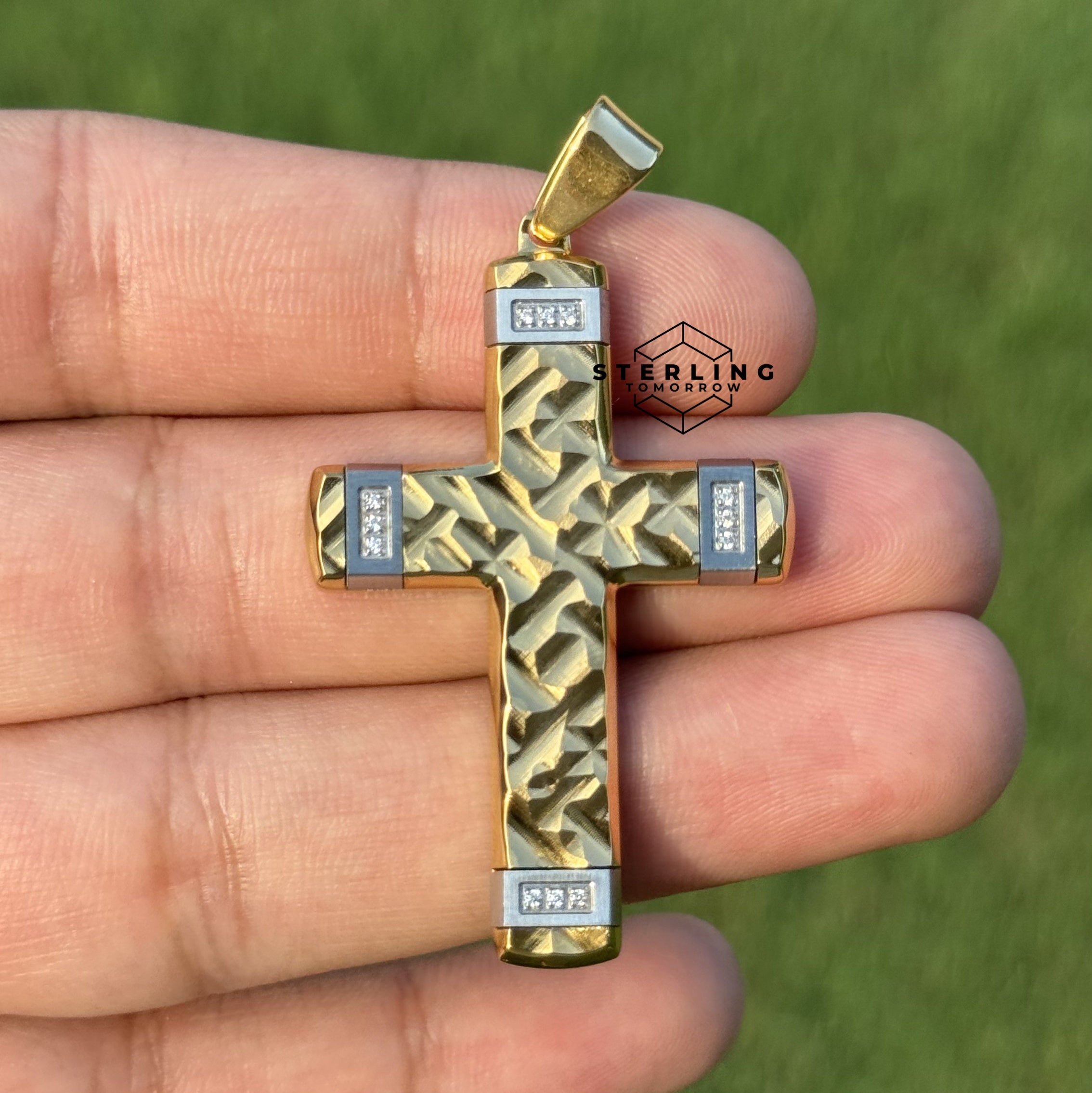 Textured Cross Stainless Steel Pendant