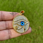 Eye of Horus Iced Out Gold Tone Stainless Steel Pendant