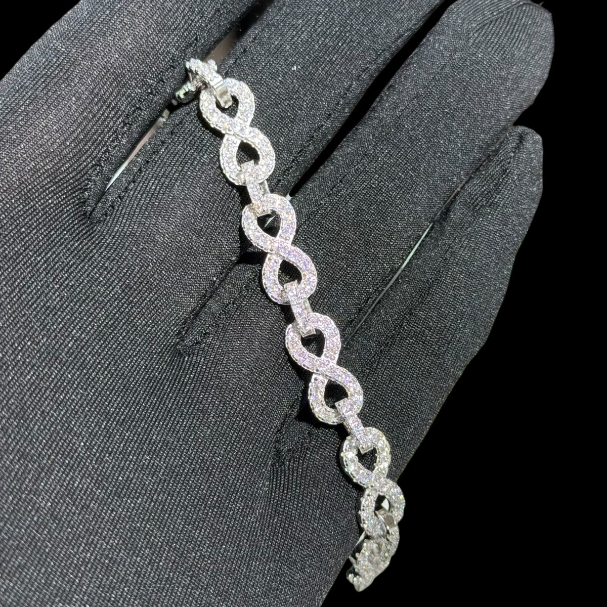 8mm Moissanite Infinity Bracelet 8 Inch, 925 Silver Iced Out Hip Hop Link Bracelet