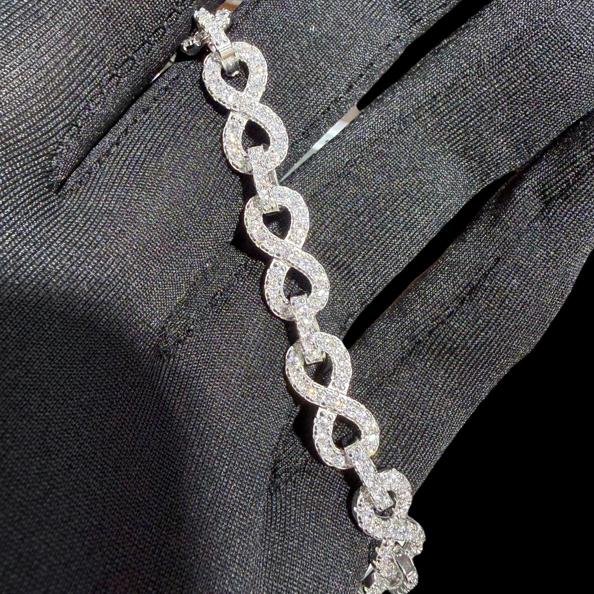 8mm Moissanite Infinity Bracelet 8 Inch, 925 Silver Iced Out Hip Hop Link Bracelet