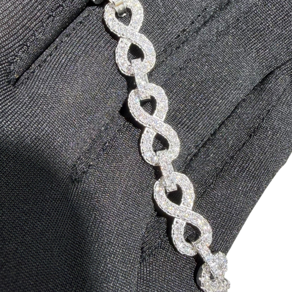 8mm Moissanite Infinity Bracelet 8 Inch, 925 Silver Iced Out Hip Hop Link Bracelet