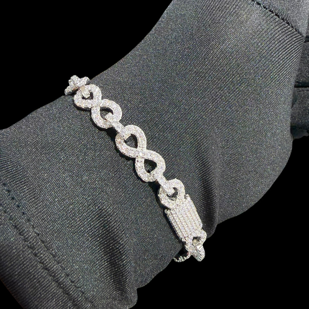 8mm Moissanite Infinity Bracelet 8 Inch, 925 Silver Iced Out Hip Hop Link Bracelet