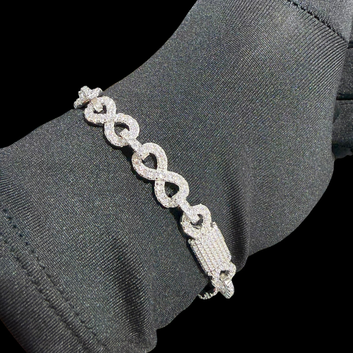 8mm Moissanite Infinity Bracelet 8 Inch, 925 Silver Iced Out Hip Hop Link Bracelet