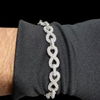 8mm Moissanite Infinity Bracelet 8 Inch, 925 Silver Iced Out Hip Hop Link Bracelet