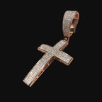 Moissanite Iced Cross Pendant + Steel Rope Chain