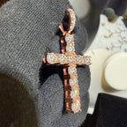 Moissanite 2" Rose Tennis Cross Pendant