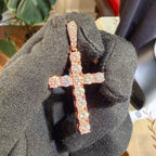 Moissanite 2" Rose Tennis Cross Pendant