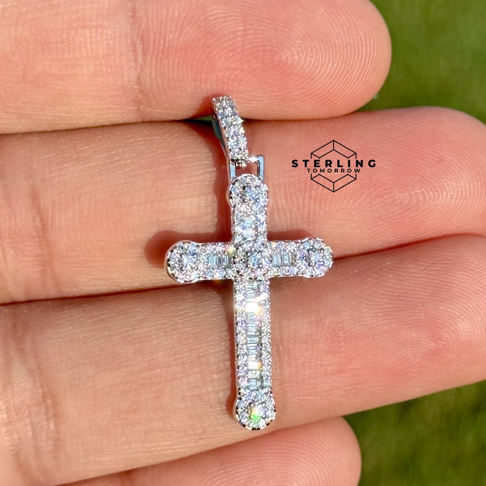 Cross Moissanite Iced Out Pendant