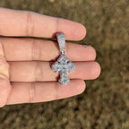 Moissanite Baguette Cross Pendant + Rope Chain